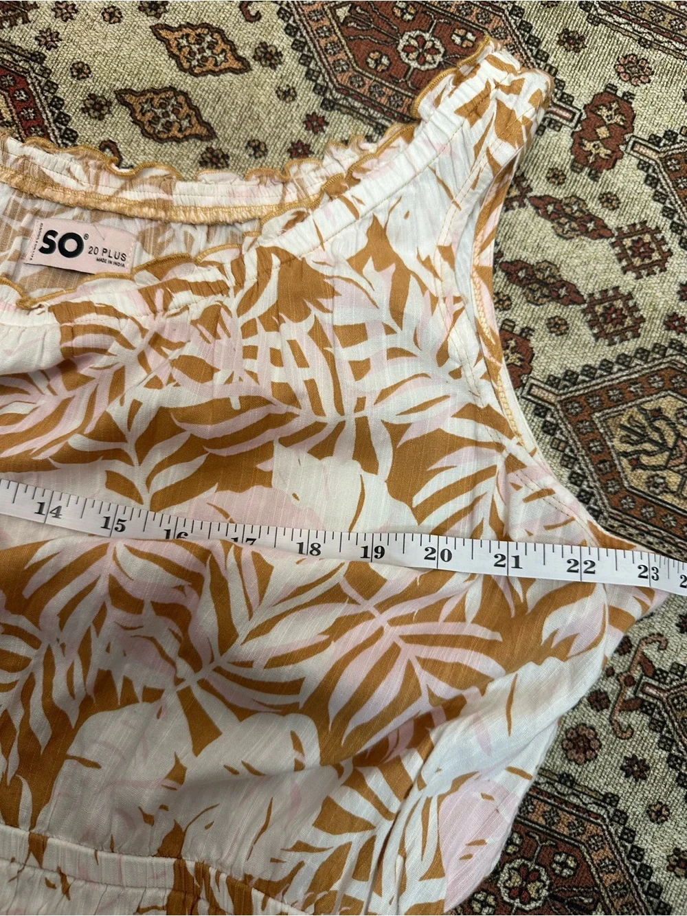 SO Plus Tropical Leaf Print Sleeveless Midi Dress Women’s Pink Tan